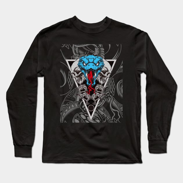 Blue Cobra Long Sleeve T-Shirt by black8elise